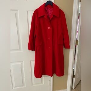 Vintage & Vibrant Red Wool Coat
